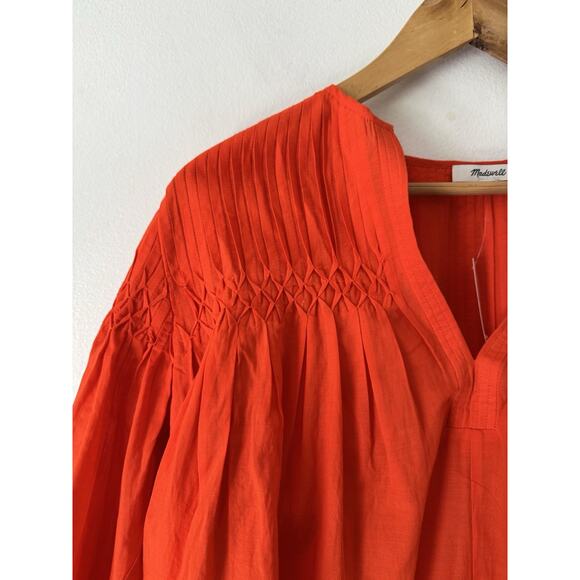 NWT Madewell Pintucked Flutter Sleeve Top Fiery Orange Size XS - Picture 6 of 11